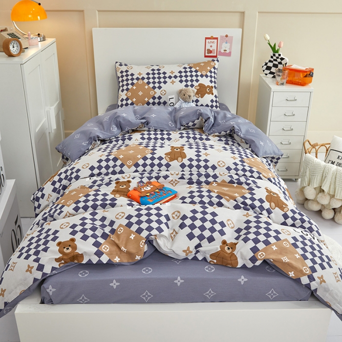 91家纺网 家纺一手货源 找家纺 金丝鸟 2022新款全棉斜纹13370三件套 路易熊