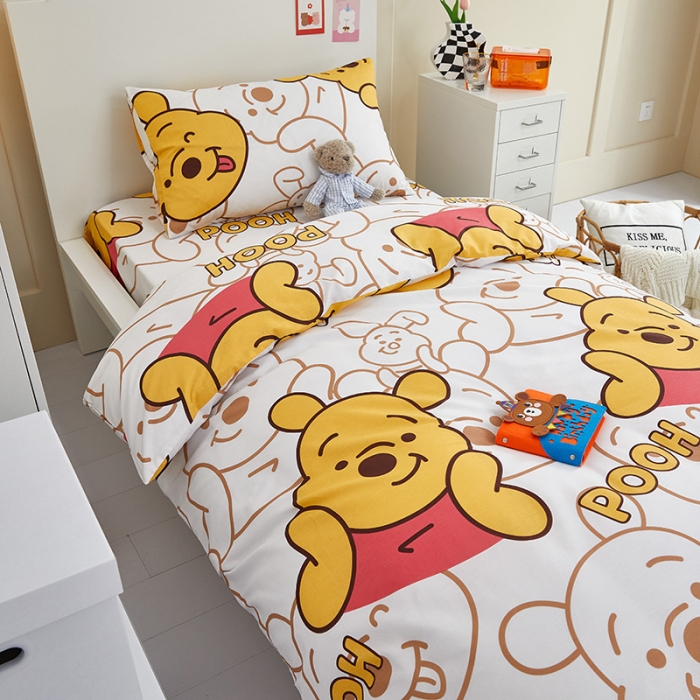 91家纺网 家纺一手货源 找家纺 金丝鸟 2022新款全棉斜纹13370三件套 蜜糖维尼