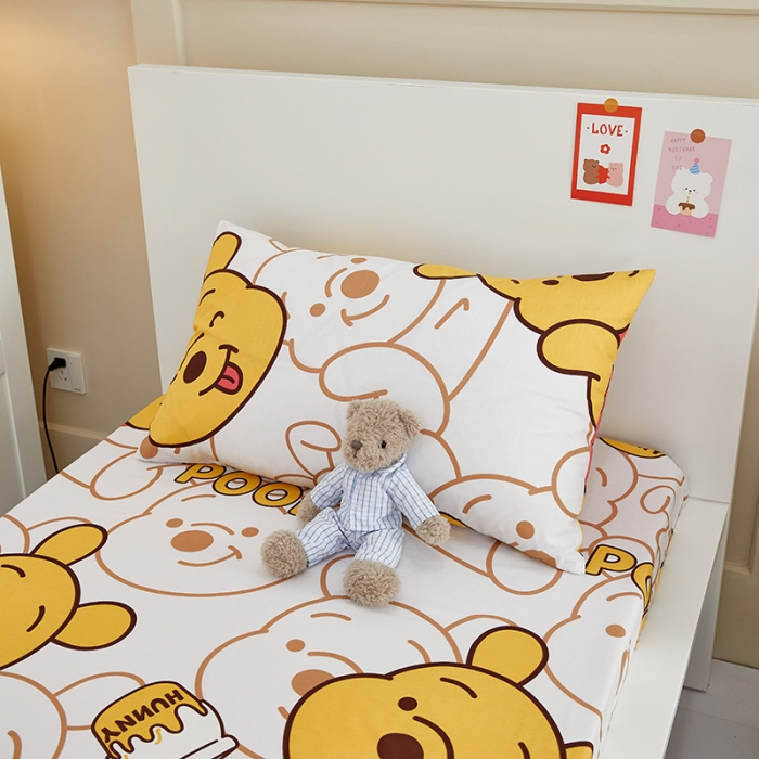 91家纺网 家纺一手货源 找家纺 金丝鸟 2022新款全棉斜纹13370三件套 蜜糖维尼