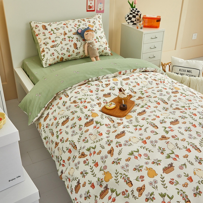 91家纺网 家纺一手货源 找家纺 金丝鸟 2022新款全棉斜纹13370三件套 田园生活