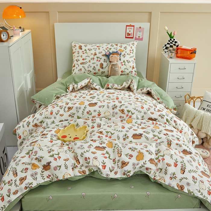 91家纺网 家纺一手货源 找家纺 金丝鸟 2022新款全棉斜纹13370三件套 田园生活