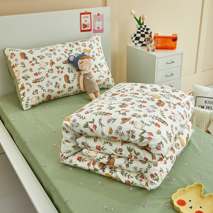 91家纺网 家纺一手货源 找家纺 金丝鸟 2022新款全棉斜纹13370三件套 田园生活