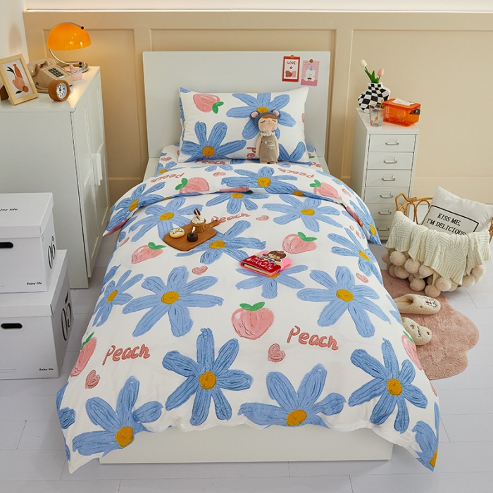 91家纺网 家纺一手货源 找家纺 金丝鸟 2022新款全棉斜纹13370三件套 甜蜜兰