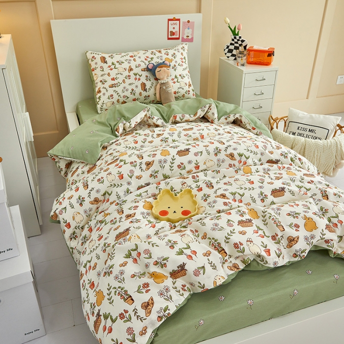 91家纺网 家纺一手货源 找家纺 金丝鸟 2022新款全棉斜纹13370三件套 田园生活