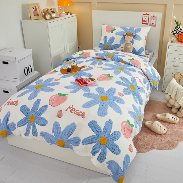 91家纺网 家纺一手货源 找家纺 金丝鸟 2022新款全棉斜纹13370三件套 甜蜜兰