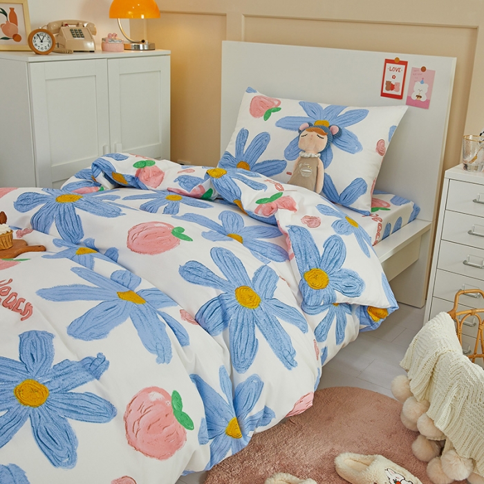 91家纺网 家纺一手货源 找家纺 金丝鸟 2022新款全棉斜纹13370三件套 甜蜜兰