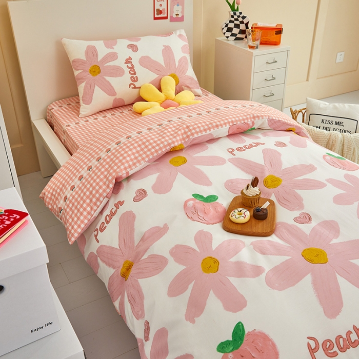 91家纺网 家纺一手货源 找家纺 金丝鸟 2022新款全棉斜纹13370三件套 甜蜜peach