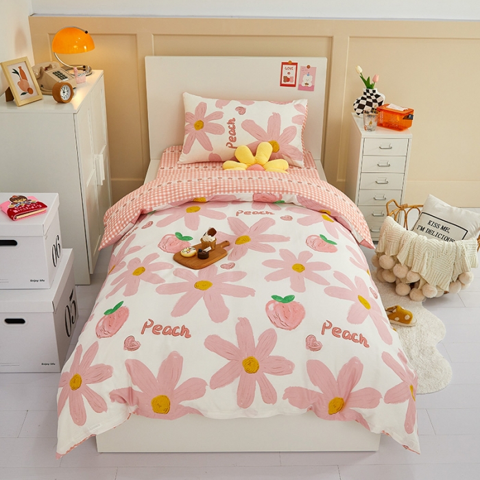 91家纺网 家纺一手货源 找家纺 金丝鸟 2022新款全棉斜纹13370三件套 甜蜜peach