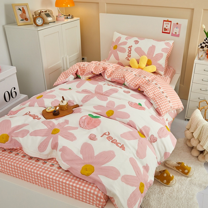 91家纺网 家纺一手货源 找家纺 金丝鸟 2022新款全棉斜纹13370三件套 甜蜜peach