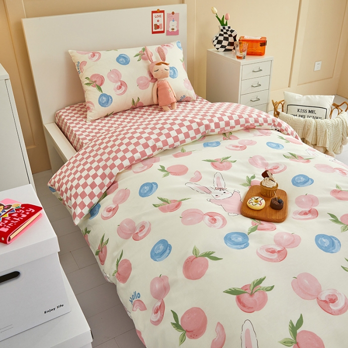 91家纺网 家纺一手货源 找家纺 金丝鸟 2022新款全棉斜纹13370三件套 长耳兔