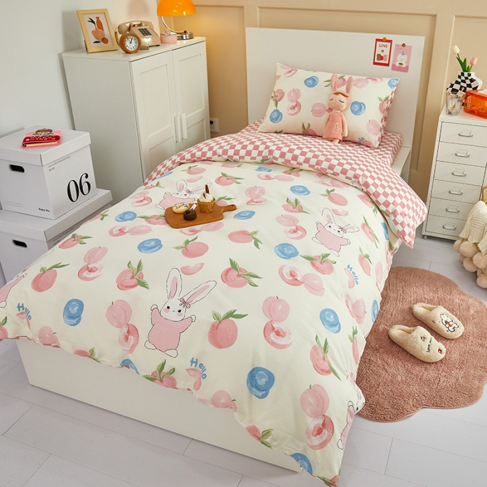 91家纺网 家纺一手货源 找家纺 金丝鸟 2022新款全棉斜纹13370三件套 长耳兔