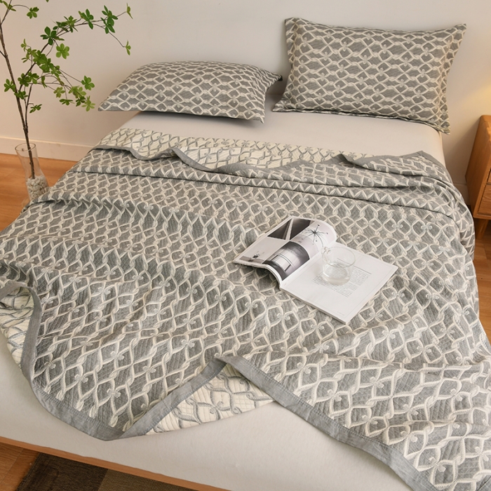 91家纺网 家纺一手货源 找家纺 安莱生活 2022新款全棉双层纱多功能夏被 富丽堂皇