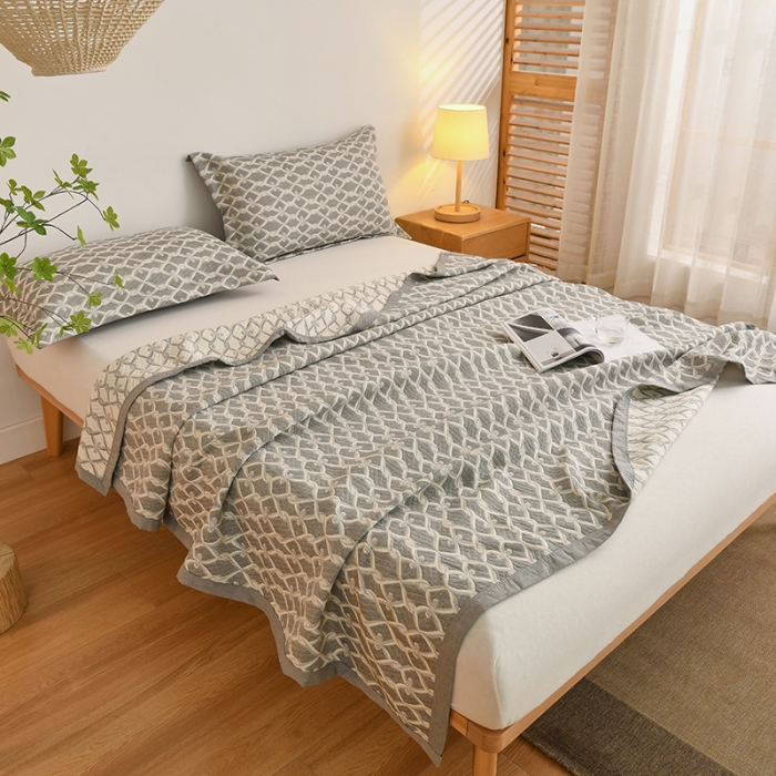 91家纺网 家纺一手货源 找家纺 安莱生活 2022新款全棉双层纱多功能夏被 富丽堂皇