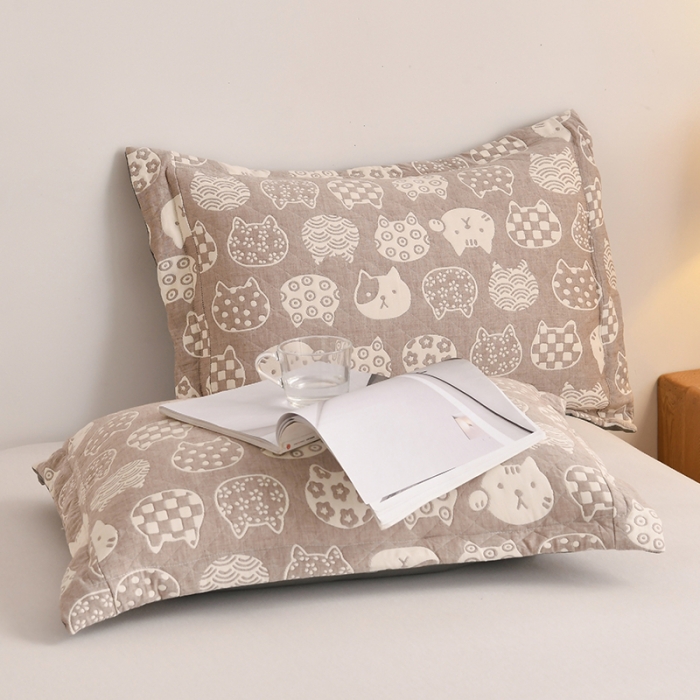 91家纺网 家纺一手货源 找家纺 安莱生活 2022新款全棉双层纱多功能夏被 猫咪之家