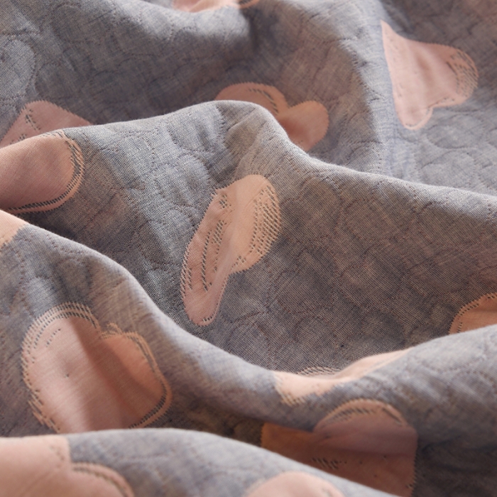 91家纺网 家纺一手货源 找家纺 安莱生活 2022新款全棉双层纱多功能夏被 心心相依