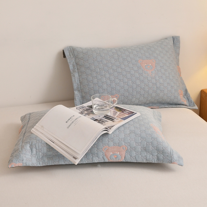 91家纺网 家纺一手货源 找家纺 安莱生活 2022新款全棉双层纱多功能夏被 熊熊乐园