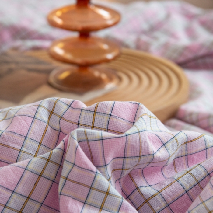 91家纺网 家纺一手货源 找家纺 （总）安莱生活 2023新款水洗棉初恋格夏被夏被四件套