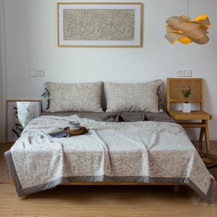 91家纺网 家纺一手货源 找家纺 安莱生活 2022新款全棉双层纱色织大提花夏被 栀子花-浅灰