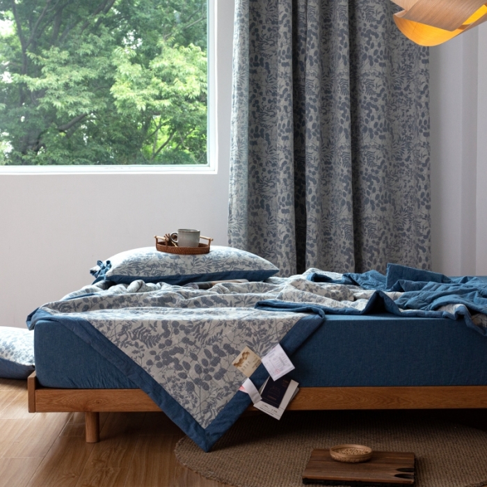 91家纺网 家纺一手货源 找家纺 （总）安莱生活 2023新款全棉双层纱色织大提花夏被-栀子花