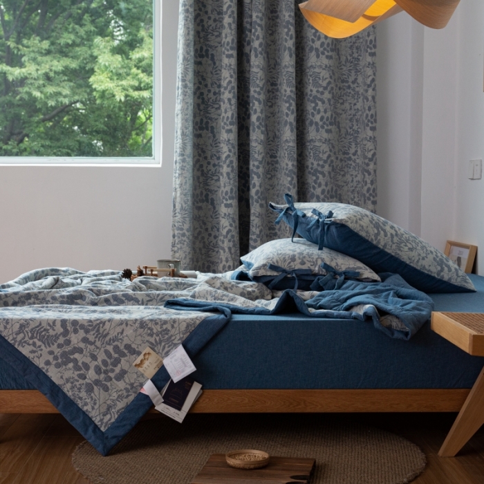 91家纺网 家纺一手货源 找家纺 （总）安莱生活 2023新款全棉双层纱色织大提花夏被-栀子花