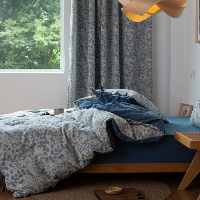 91家纺网 家纺一手货源 找家纺 （总）2022高端双层纱栀子花色织大提花蝴蝶结工艺款四件套