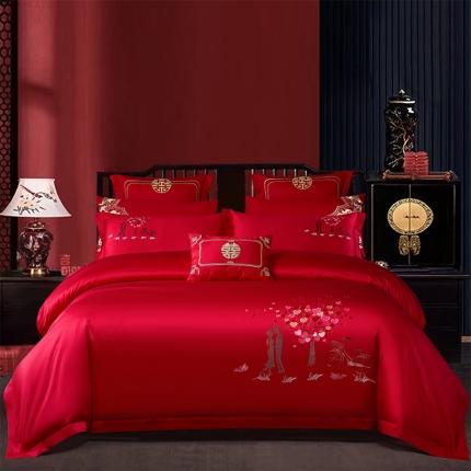 91家纺网 家纺一手货源 找家纺 博之洋婚庆 2022新款全棉刺绣婚庆四件套 挚爱一生