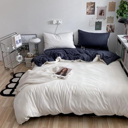 91家纺网 家纺一手货源 找家纺 （总）2023年新款纯色双拼北欧风简约四件套