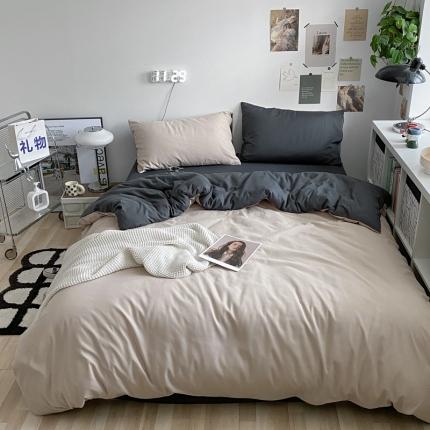 91家纺网 家纺一手货源 找家纺 （总）2023年新款纯色双拼北欧风简约四件套