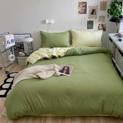 91家纺网 家纺一手货源 找家纺 （总）2023年新款纯色双拼北欧风简约四件套