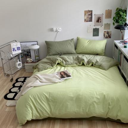 91家纺网 家纺一手货源 找家纺 （总）2023年新款纯色双拼北欧风简约四件套
