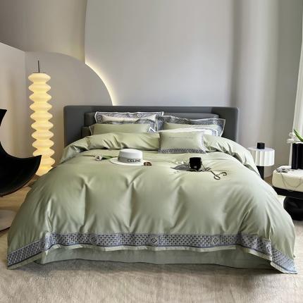 91家纺网 家纺一手货源 找家纺 （总）帅露 2022新款100s长绒棉绣花四件套-千鸟颂