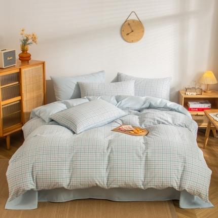 91家纺网 家纺一手货源 找家纺 (总)柠萌家居 2022新款A类全棉色织水洗棉无印风格四件套