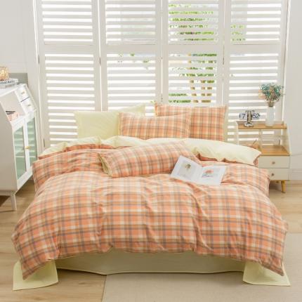 91家纺网 家纺一手货源 找家纺 (总)柠萌家居 2022新款A类全棉色织水洗棉无印风格四件套