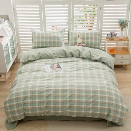 91家纺网 家纺一手货源 找家纺 (总)柠萌家居 2022新款A类全棉色织水洗棉无印风格四件套