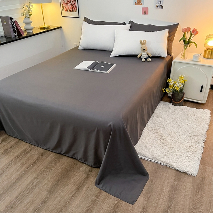 91家纺网 家纺一手货源 找家纺 维娜斯 2022新款纯色柔感系列四件套 本白+灰色