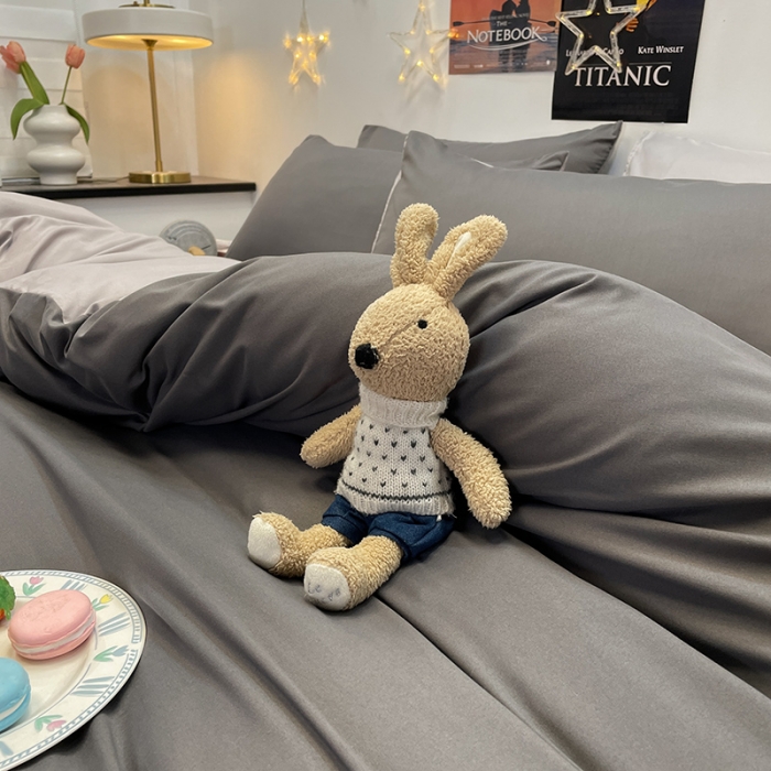 91家纺网 家纺一手货源 找家纺 维娜斯 2022新款纯色柔感系列四件套 灰色+浅灰