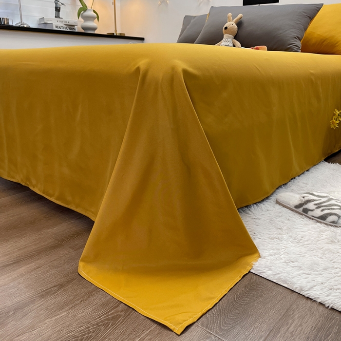 91家纺网 家纺一手货源 找家纺 维娜斯 2022新款纯色柔感系列四件套 灰色+姜黄