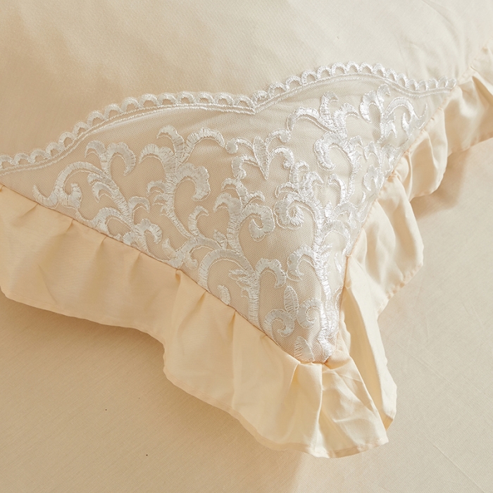 91家纺网 家纺一手货源 找家纺 （总）十个点 2022新款纯色全棉公主风蕾丝花边床裙四件套