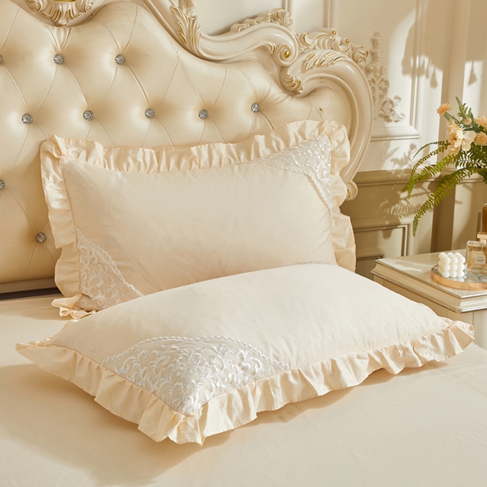 91家纺网 家纺一手货源 找家纺 （总）十个点 2022新款纯色全棉公主风蕾丝花边床裙四件套