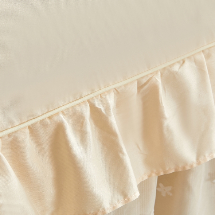 91家纺网 家纺一手货源 找家纺 十个点 2022新款纯色全棉公主风蕾丝花边床裙四件套 米黄