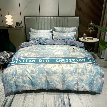 91家纺网 家纺一手货源 找家纺 （总）摩卡 2022新款网红轻奢印花冰丝四件套