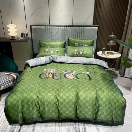 91家纺网 家纺一手货源 找家纺 （总）摩卡 2022新款网红轻奢印花冰丝四件套