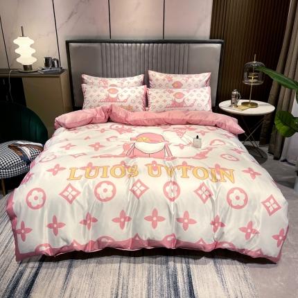 91家纺网 家纺一手货源 找家纺 （总）摩卡 2022新款网红轻奢印花冰丝四件套