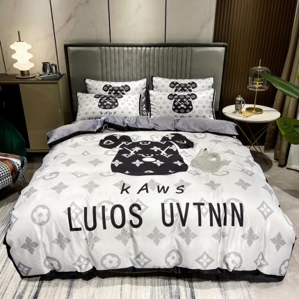 91家纺网 家纺一手货源 找家纺 （总）摩卡 2022新款网红轻奢印花冰丝四件套