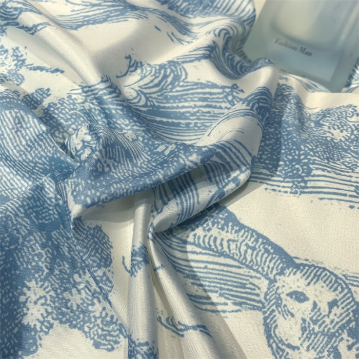 91家纺网 家纺一手货源 找家纺 摩卡 2022新款网红轻奢印花冰丝四件套 梦幻蓝