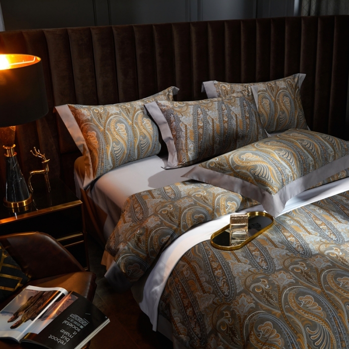 91家纺网 家纺一手货源 找家纺 缔缦 2022新款高端120s数码印花系列四件套 法尔曼