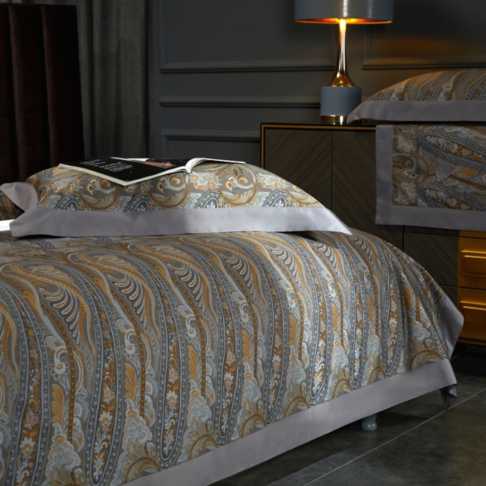 91家纺网 家纺一手货源 找家纺 缔缦 2022新款高端120s数码印花系列四件套 法尔曼