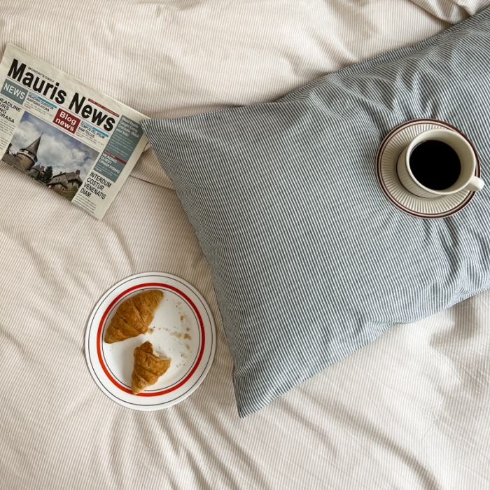 91家纺网 家纺一手货源 找家纺 梦享生活家居 2022新款条纹系列32色织水洗棉四件套米细条