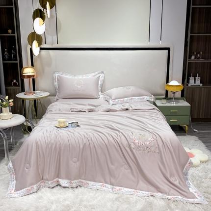 91家纺网 家纺一手货源 找家纺 丽卡家纺 2023新款水洗天丝刺绣夏被四件套-梦露梦露-米咖