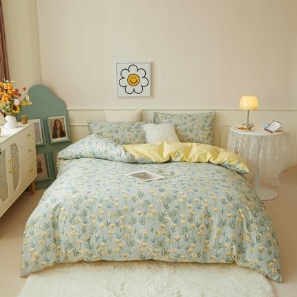 91家纺网 家纺一手货源 找家纺 一米阳光 2022新款13070斜纹纯棉喷漆春夏四件套 馨雅